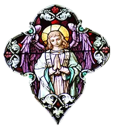 Stained Glass Image of Angel Praying