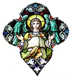 Stained Glass Image of Angel With Open Arms