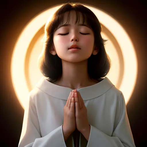 Malaikat Dengan Halo Cahaya dan Tangan Berdoa