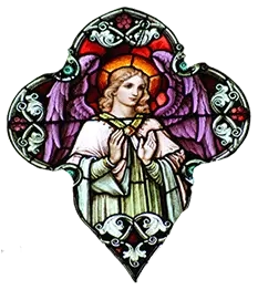 Vitral aplaudindo a imagem do anjo de Deus